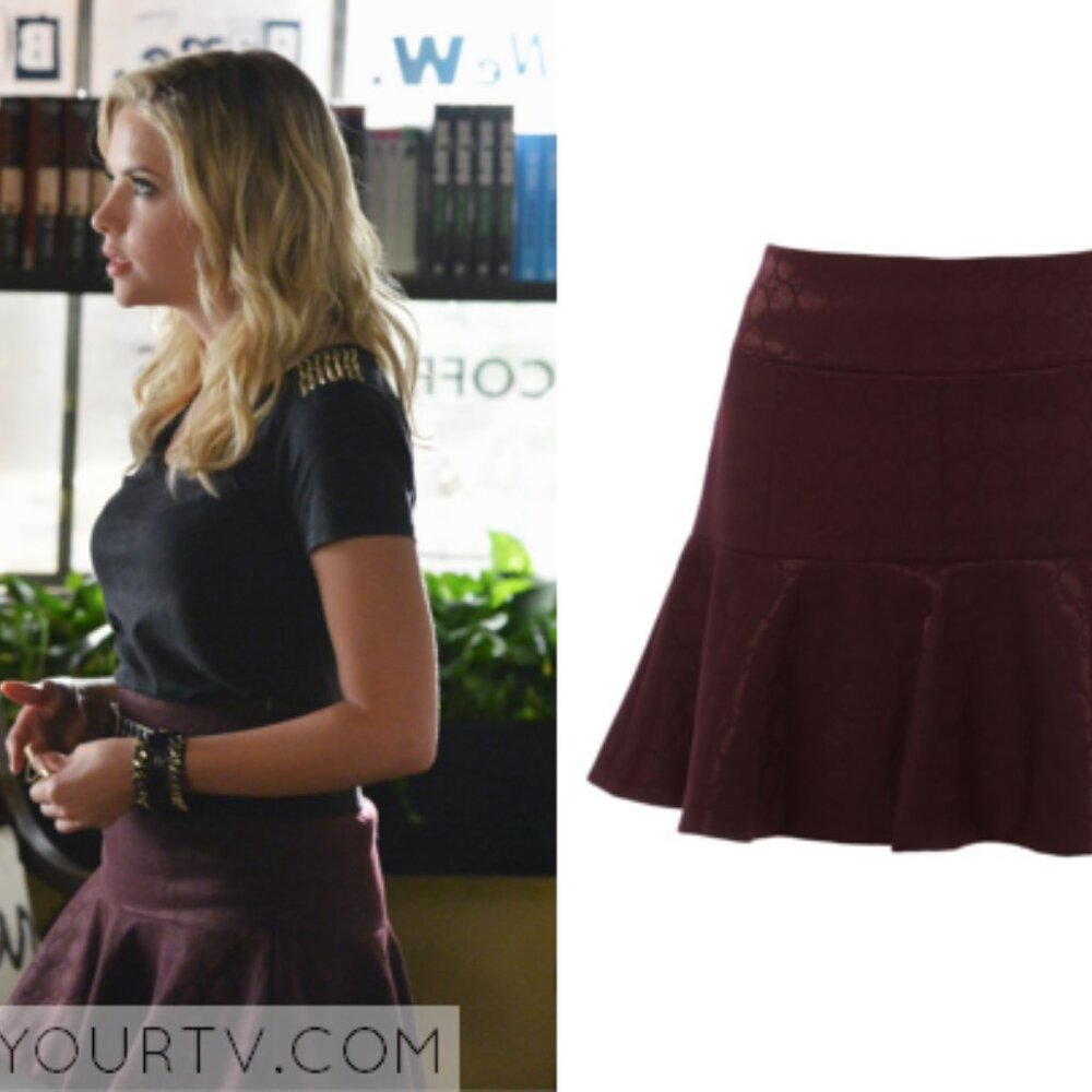 Karen Millen Oxblood Mini Skirt Flounce Ruffle Hem Burgundy 4